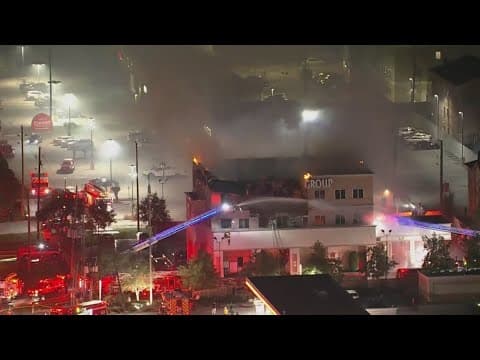 Part of office building in SW Houston collapses due to fire | Power outage nearby