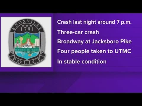 KPD: 4 hospitalized after 3-vehicle crash in North Knoxville