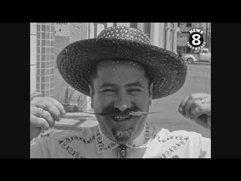 San Diego restaurateur George Pernicano insures his mustache 1957