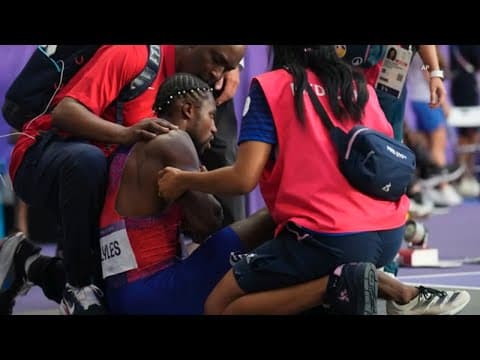 Noah Lyles carted off track after men's 200 final | Paris Olympics Track & Field
