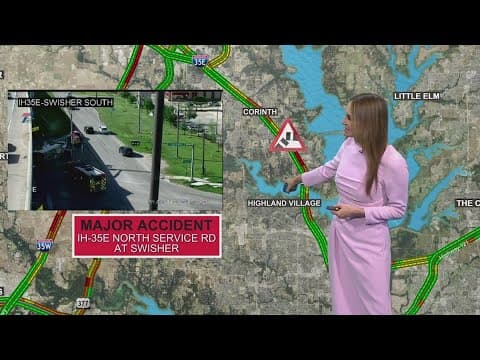 Major accident caused traffic to back up along the I-35E Service Road in Denton