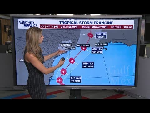 Tropical update: Tropical Storm Francine strengthens, expected to become a category 2 hurricane