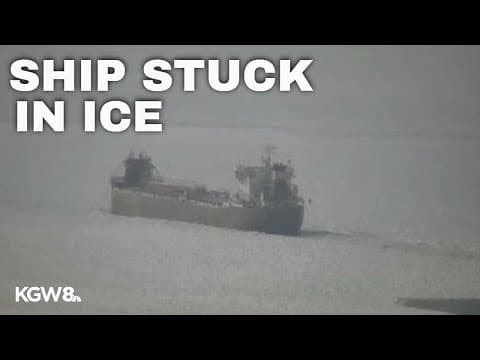 Ship with 17 passengers remains stuck in ice on Lake Erie