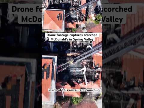 Drone footage captured the aftermath of a fully burned McDonald’s in Spring Valley.