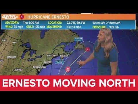 Thursday 5 AM Tropical Update: Hurricane Ernesto moving north