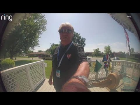 Mario Andretti visits fan's Speedway home