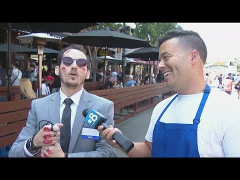 Comic-Con people watching in Downtown San Diego's Gaslamp