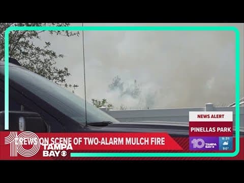 Crews work to contain large mulch fire in Pinellas Park