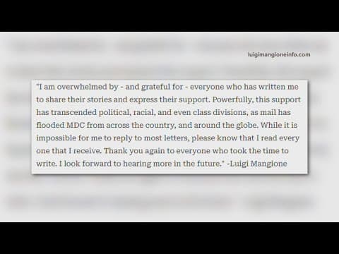 Luigi Mangione releases first public statement since alleged murder of UnitedHealthcare CEO