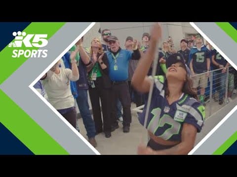 Jordan Chiles raises 12 flag at Seahawks game in Seattle