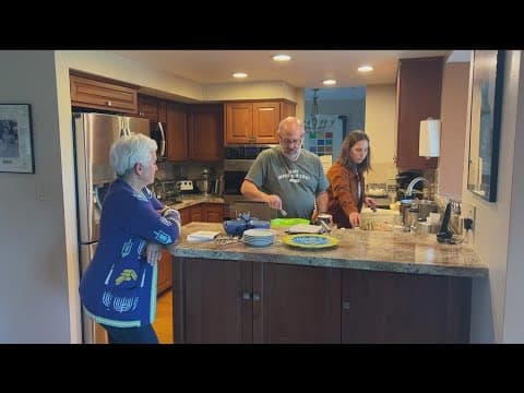 First night of Hannukah menorah lighting | San Diego family makes 200 latkes