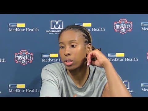 Mystics Guard Ariel Atkins speaks after the season opener