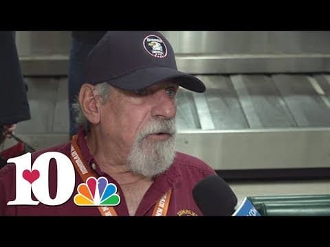 A Vietnam War veteran speaks on his service before HonorAir flight to D.C.