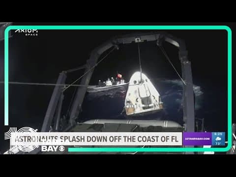 Private flight with 2 Saudi astronauts returns from space station with Gulf of Mexico splashdown