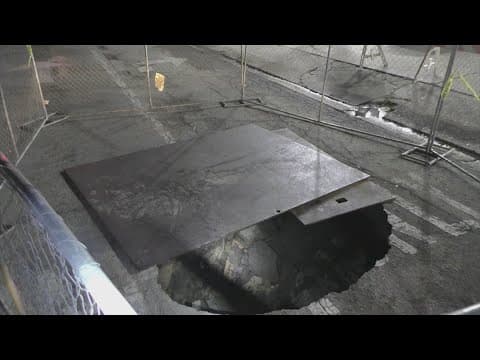 Big hole opens up on 51st Street in Galveston