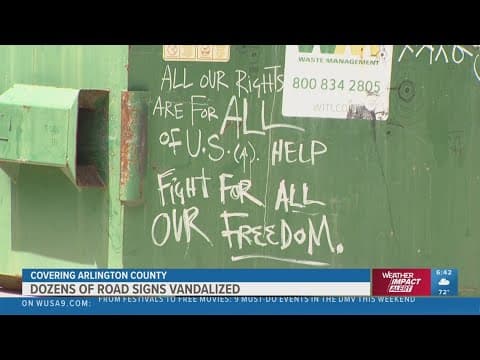 Dozens of road signs vandalized in Arlington County