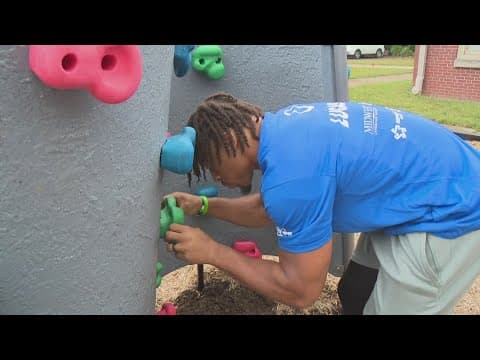 Johnathan Taylor and other Colts players help build playground for kids