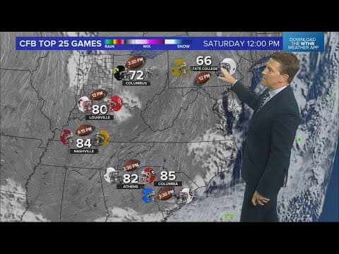 Kickoff conditions for this weekend's college football & NFL games I Oct. 4 2024 I Live Doppler 13