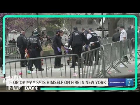 Florida man hospitalized after setting himself on fire outside Trump trial