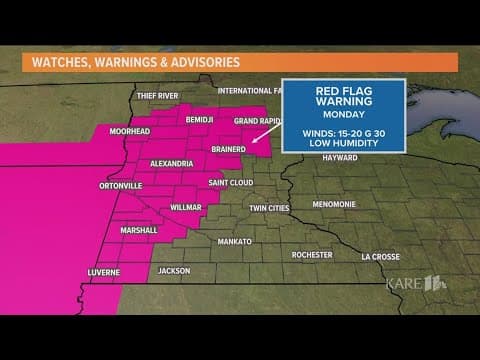 Red Flag Warning declared for parts of Minnesota Monday