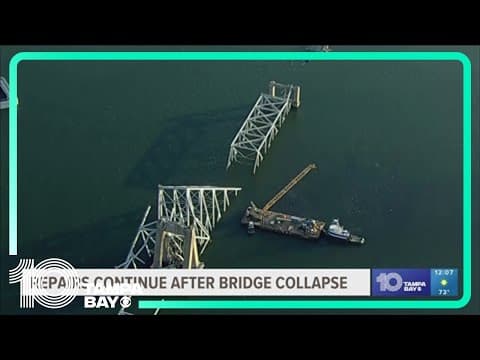 Cranes arrive to start clearing debris at Baltimore bridge collapse