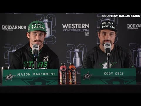 Dallas Stars Mason Marchment and Cody Ceci speak ahead of Game 2 against Edmonton