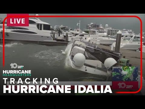 Yachts and boats sinking and flooding in Florida during Hurricane Idalia