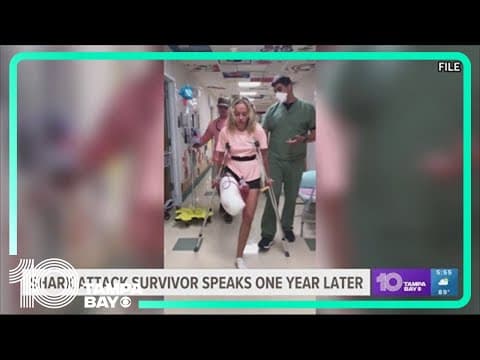 Shark attack survivor speaks a year after losing her leg
