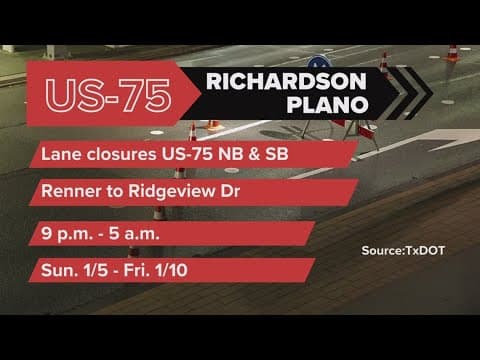 U.S. 75 lane closures in Richardson and Plano: What you need to know