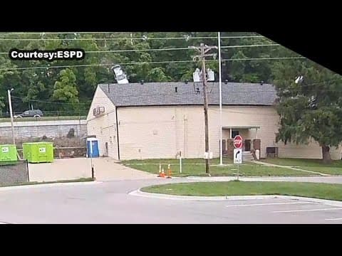 Car crashes through roof of veterans hall — again
