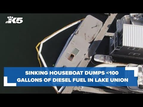 Tugboat-turned-home sinks in Lake Union, spilling over 100 gallons of diesel fuel