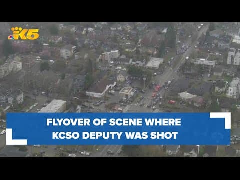 Aerials of scene after King County deputy shot in Ballard