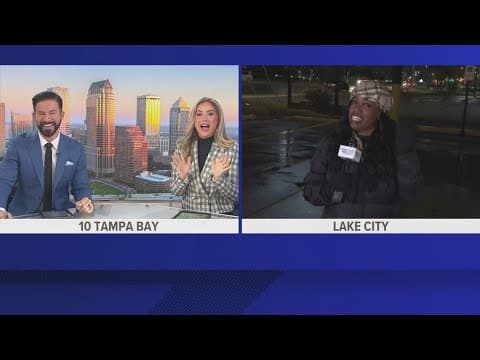 Frigid winter weather moves through Florida panhandle as snow starts to fall in Lake City