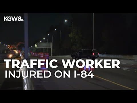 Traffic controller worker hospitalized after being hit by car on Interstate 84