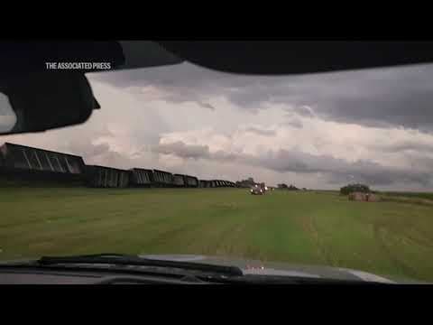 High winds derail more than 40 train cars in North Dakota