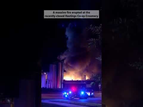 A massive fire broke out at the recently-closed Hastings Creamery overnight. #kare11