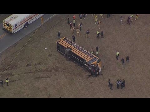 Students hurt after school bus flipped over in Howard Co. Maryland