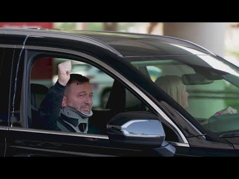 Firefighter released from hospital after fire engine hydroplaned and fell off an overpass