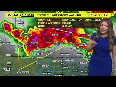 DFW Weather: Severe thunderstorm warning issued in North Texas
