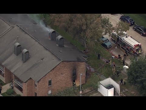 Raw video: Fire burns Clear Lake-area apartments, two firefighters taken to hospital