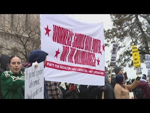 Over 100 people rally against Gov. Braun's executive order mandating police cooperate with ICE