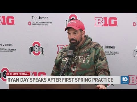 Head coach Ryan Day speaks after Ohio State's first spring practice