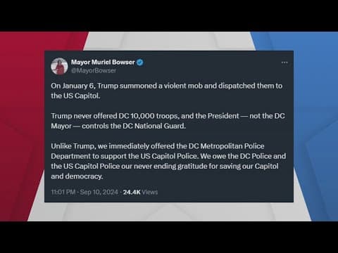 Mayor Muriel Bowser responds to Donald Trump's claim about Jan. 6 Capitol riot in presidential debat