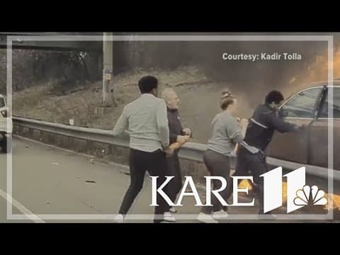 Man pulled from I-94 car fire — and the heroes who saved him — speak about rescue