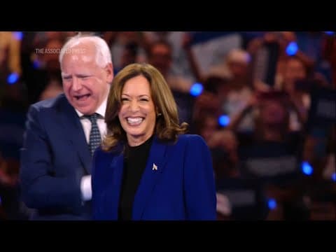 Harris and Walz make convention appearance from Milwaukee moments after celebratory roll call vote