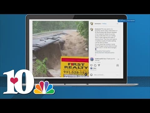 Video: Flooding washes away a portion of Highway 52 in Fentress County