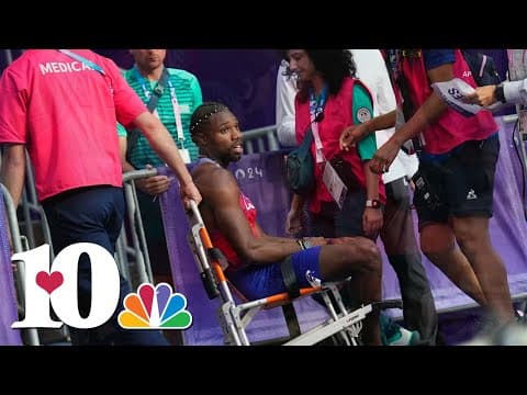 Noah Lyles carted off track after men's 200 final in Paris Olympics