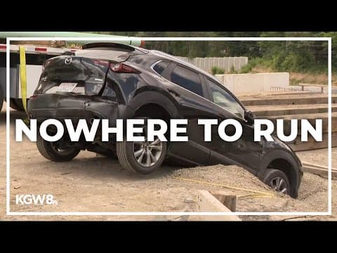 Caught on camera: Robbery suspect left spinning his wheels after wrong turn in Tigard police chase