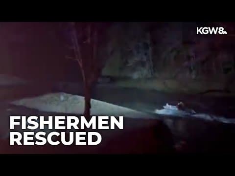 Crews rescue 2 fishermen stranded on island in Linn County