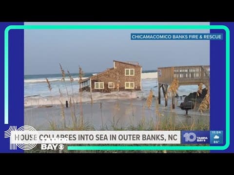 House collapses into sea in Outer Banks, North Carolina after Hurricane Ernesto